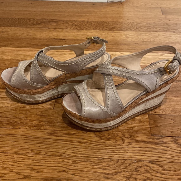 Prada leather wedges with ankle strap buckle size 38. - Picture 3 of 6